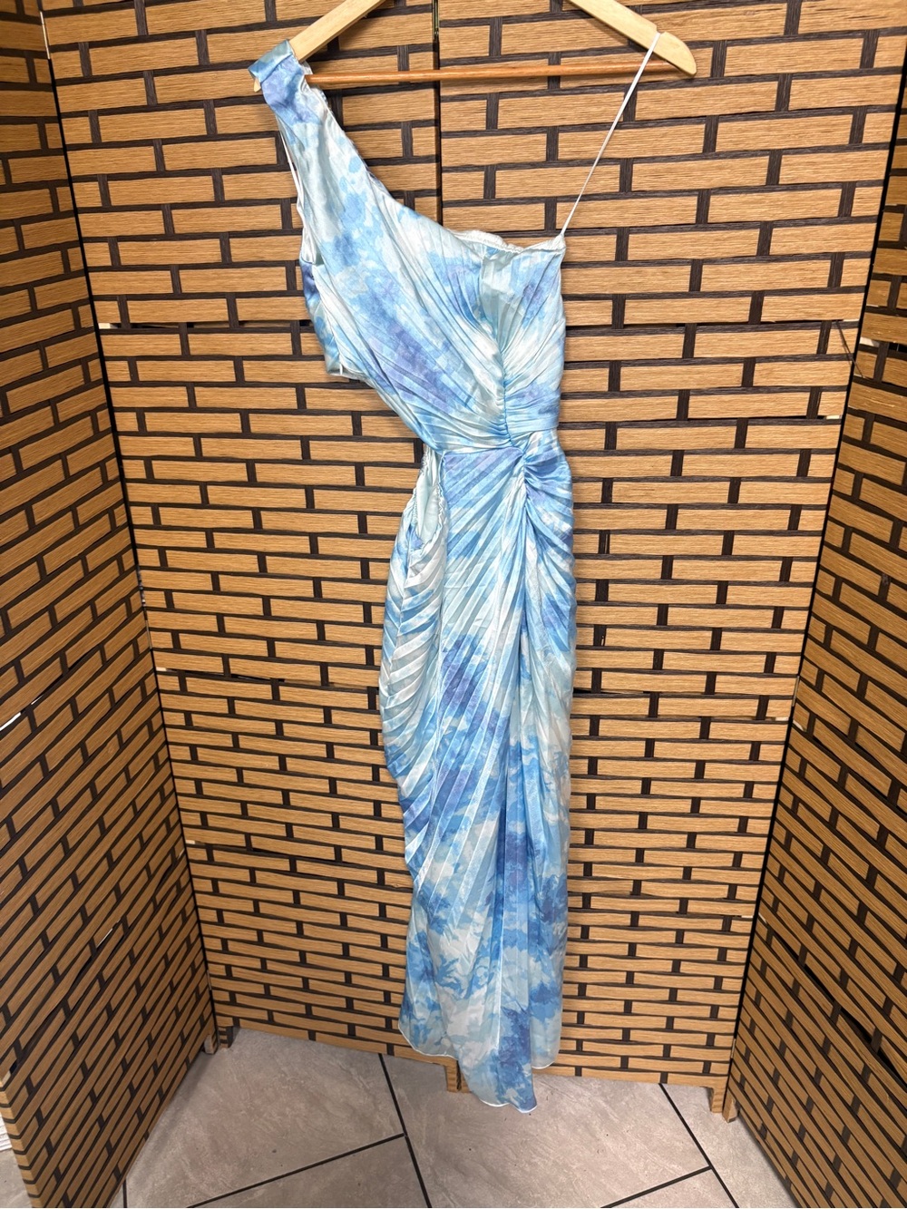 Abercrombie & fitch blue tie dye cutout maxi dress size small petite